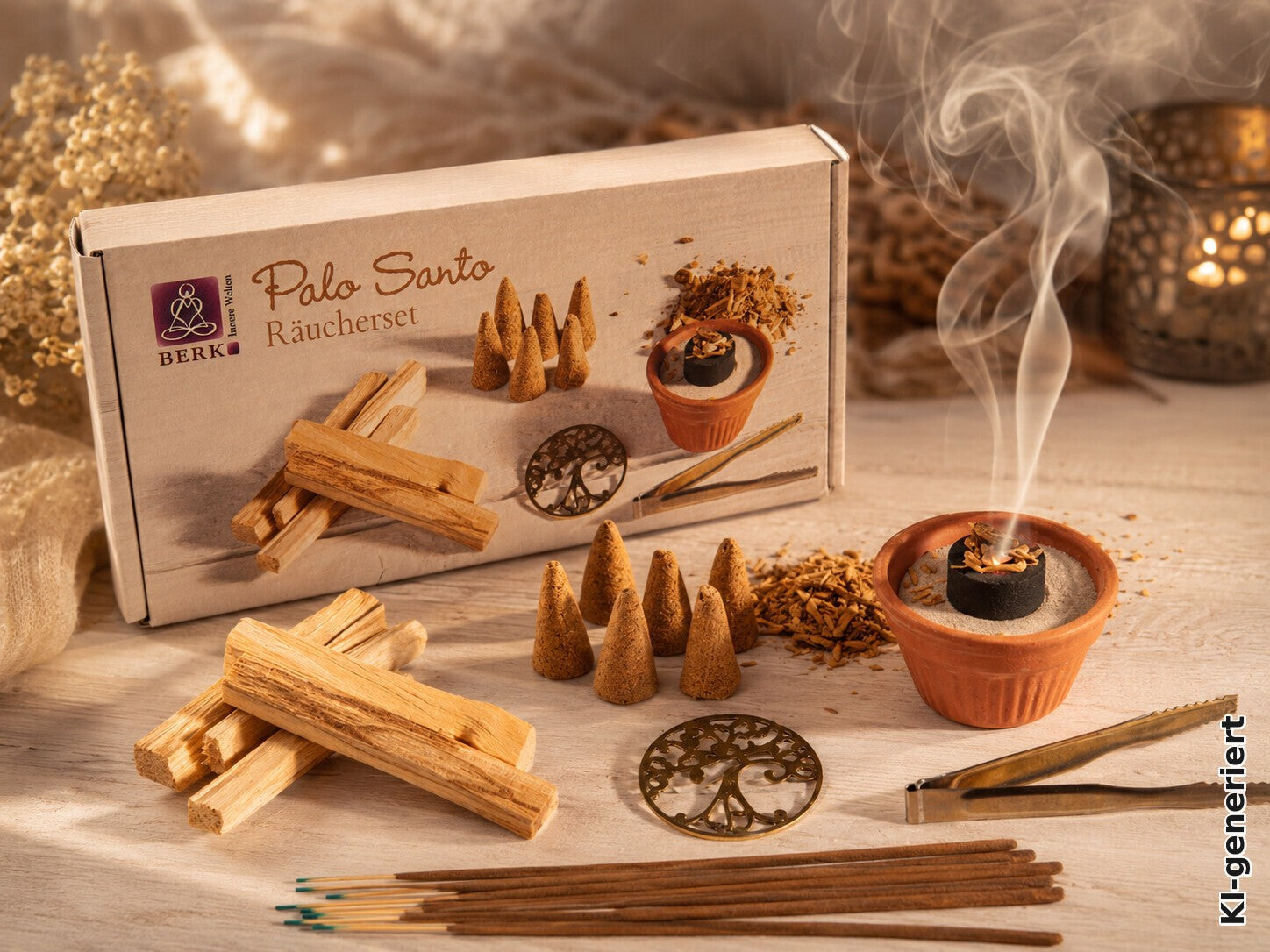 Räucherset Palo Santo – Stäbchen, Hölzer, Kegel & Zubehör – Ansicht 3 – Seelenecho