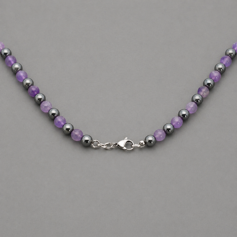 Hämatin-Amethyst-Mix Kette 6 mm – Schutz, Harmonie & innere Balance