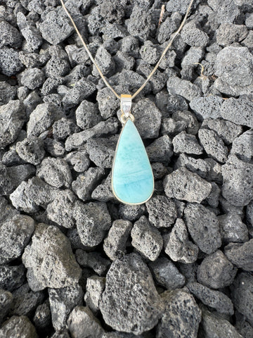Larimar Anhänger 925 Sterling Silber – Ruhe & karibische Meeresenergie