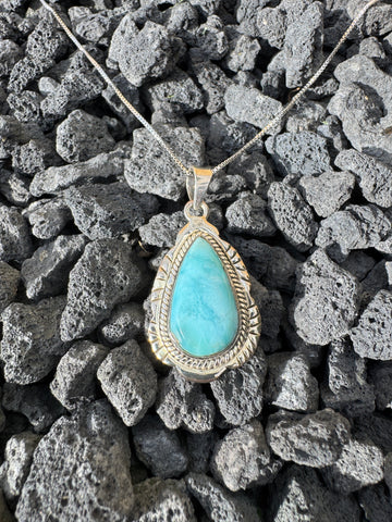 Larimar Anhänger 925 Sterling Silber – Ruhe & karibische Meeresenergie