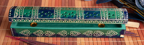 Räucherbox Mexico aus Pappelholz – handbemalt, grün – Ansicht 2 – Seelenecho