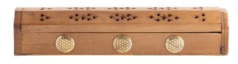 Räucherbox Reisekiste Blume des Lebens – Mangoholz & Messing – Seelenecho