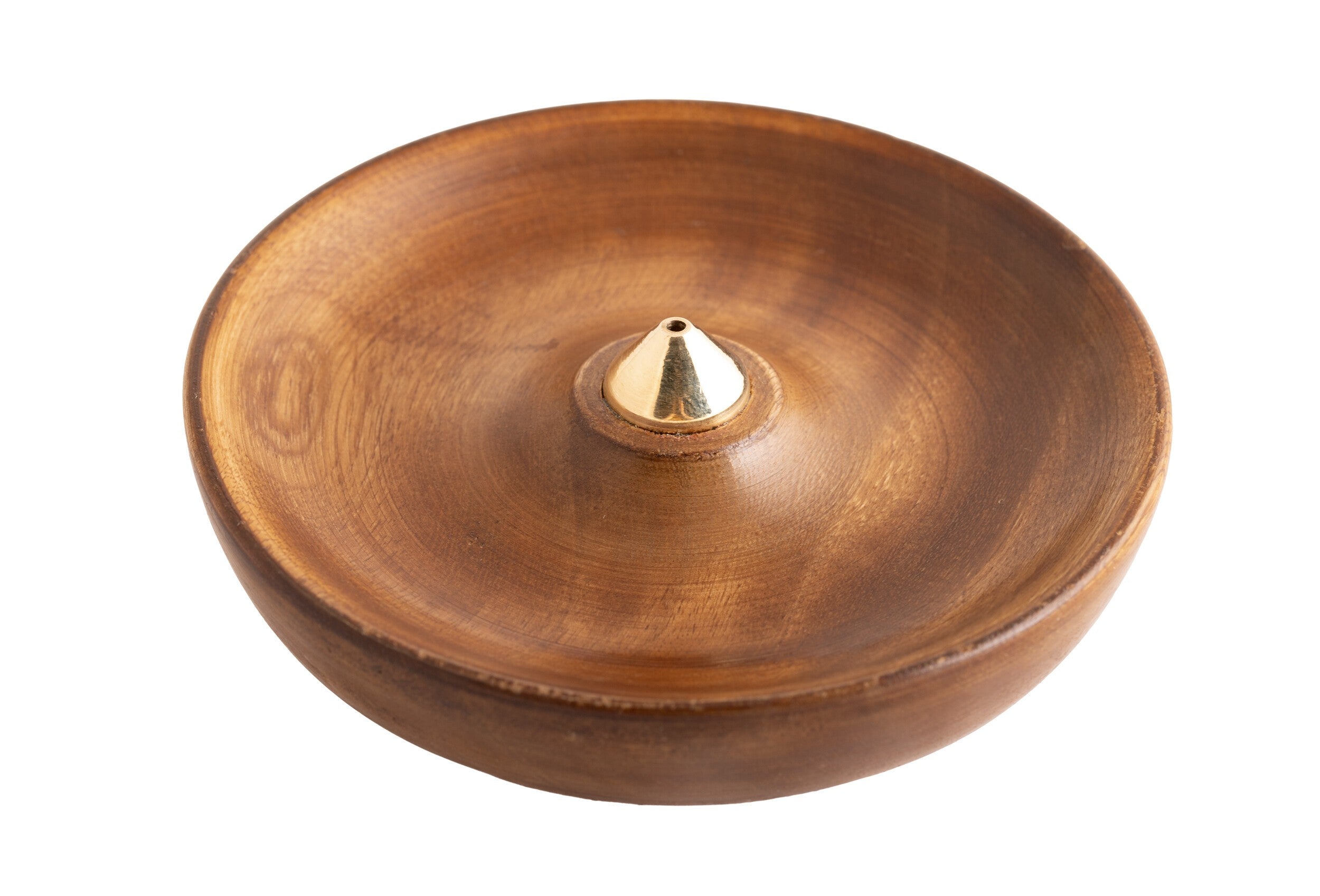 Räucherstäbchenhalter Elegance – Holzschale mit Messingtropfen – Seelenecho