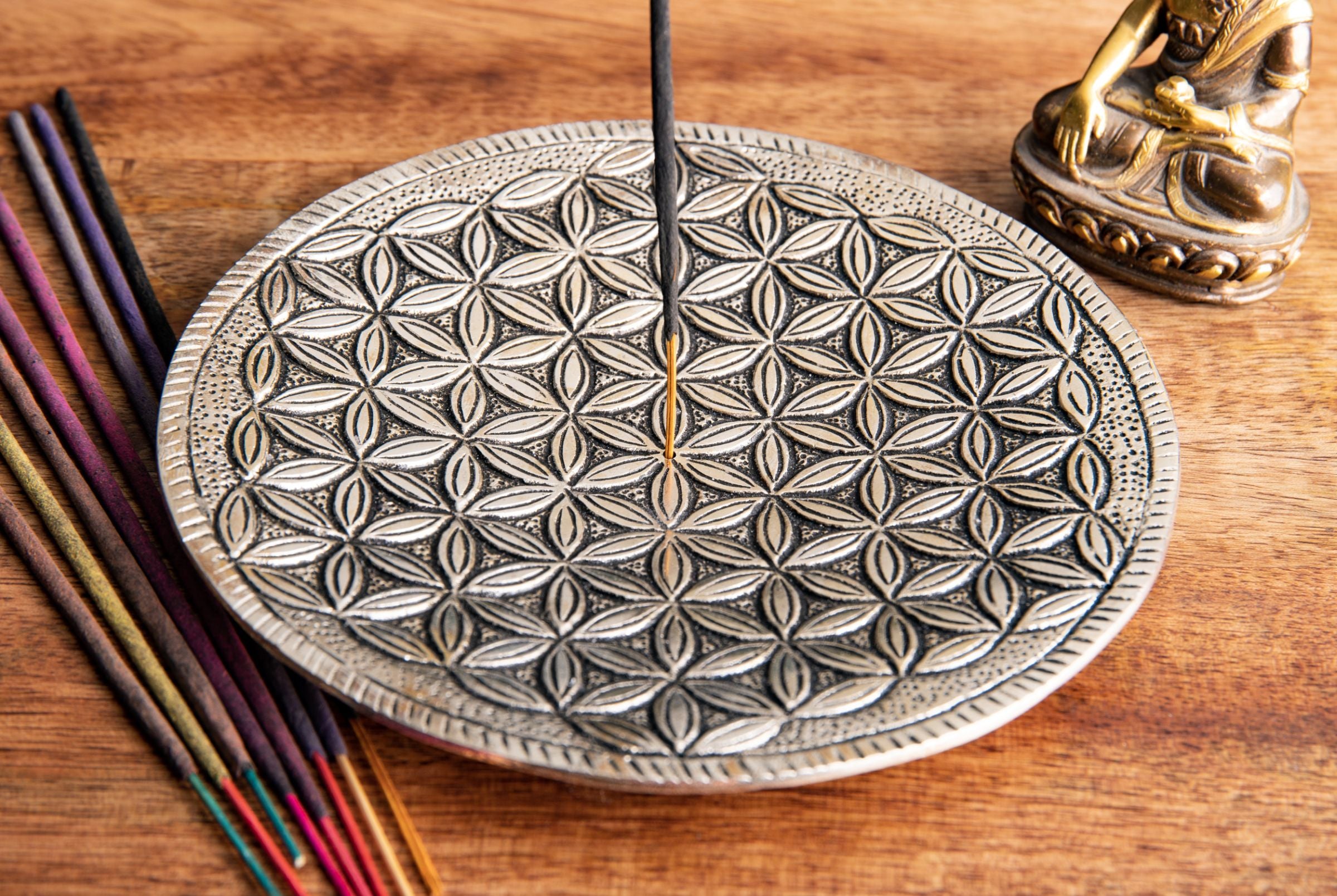 Blume des Lebens Weißmetallhalter – Ansicht 2