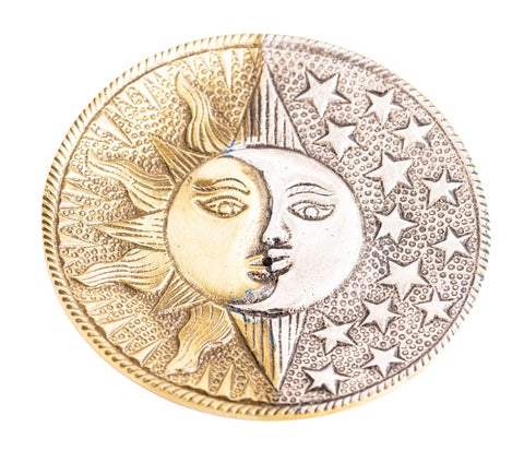 Sonne Mond Räucherhalter Weißmetall zweifarbig – Seelenecho