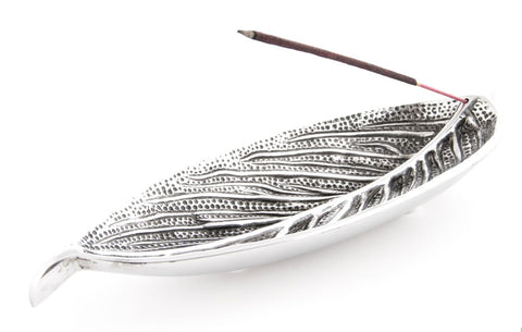 Räucherstäbchenhalter Blatt aus Weißmetall ca. 25 cm – Ansicht 2