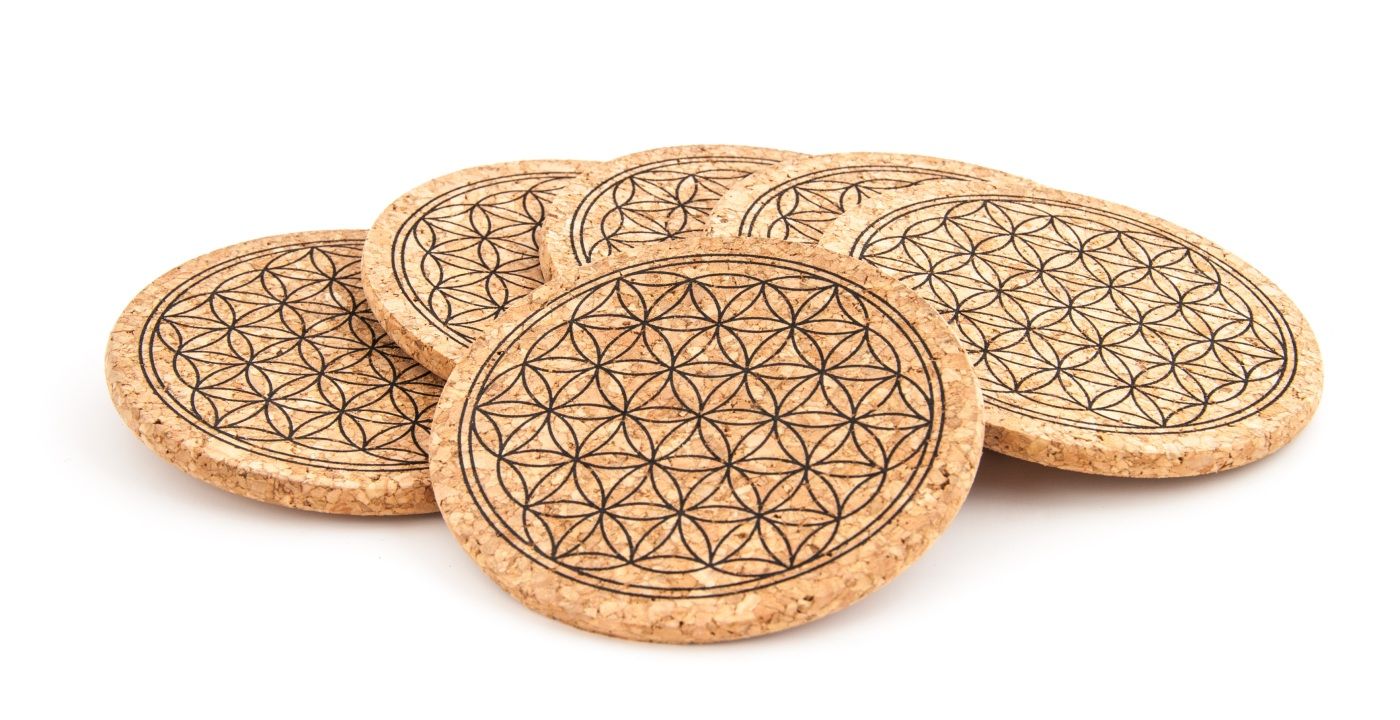 Korkuntersetzer Blume des Lebens Set aus 6 St. Ø 9 cm (empf. VK EUR 7,90) – Seelenecho