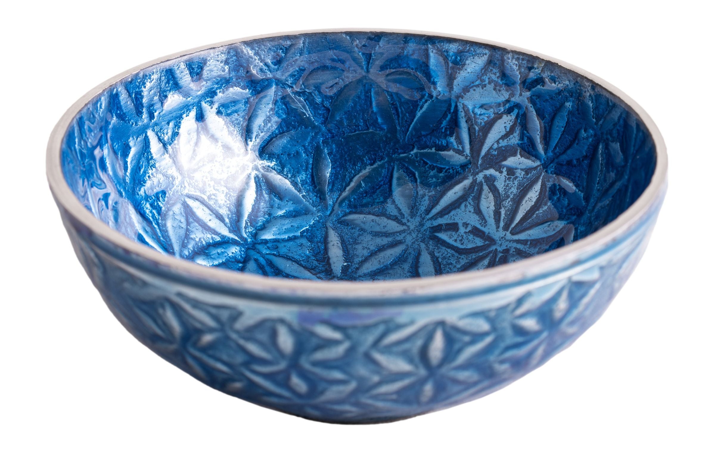 Schale Blume des Lebens Aluminium, blau – Seelenecho