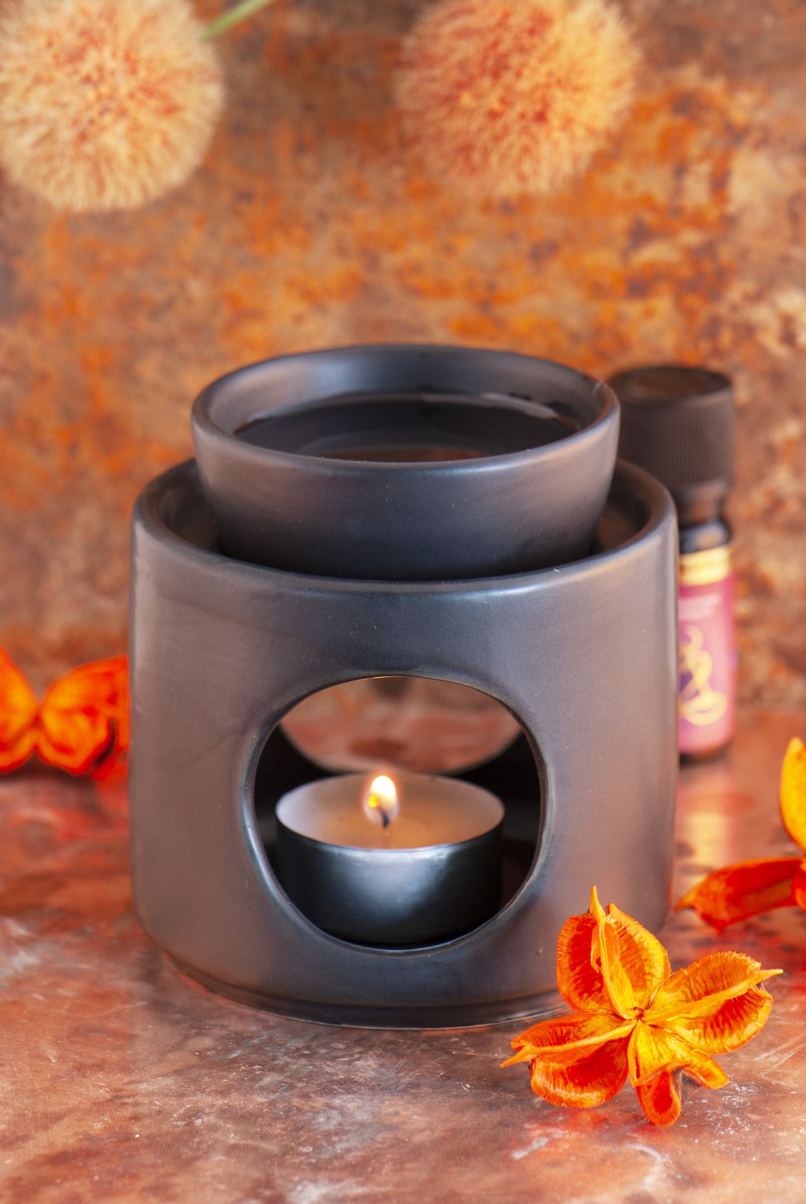 Aromalampe schwarz Keramik – Ansicht 2