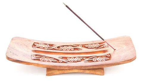 Räucherstäbchenhalter Blätter superbreit aus Holz 26 cm – Ansicht 2