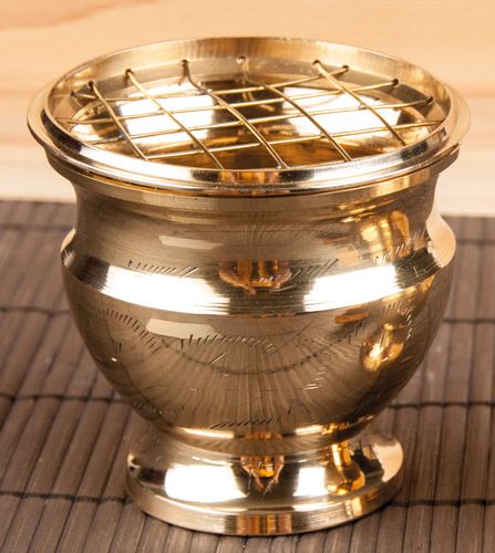 Räuchergefäß mit Netzeinsatz, 7 cm hoch, Messing – Ansicht 4