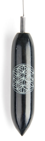 Tensor aus schwarzem Speckstein m. Lebensblume ca. 29,5 cm – Ansicht 2