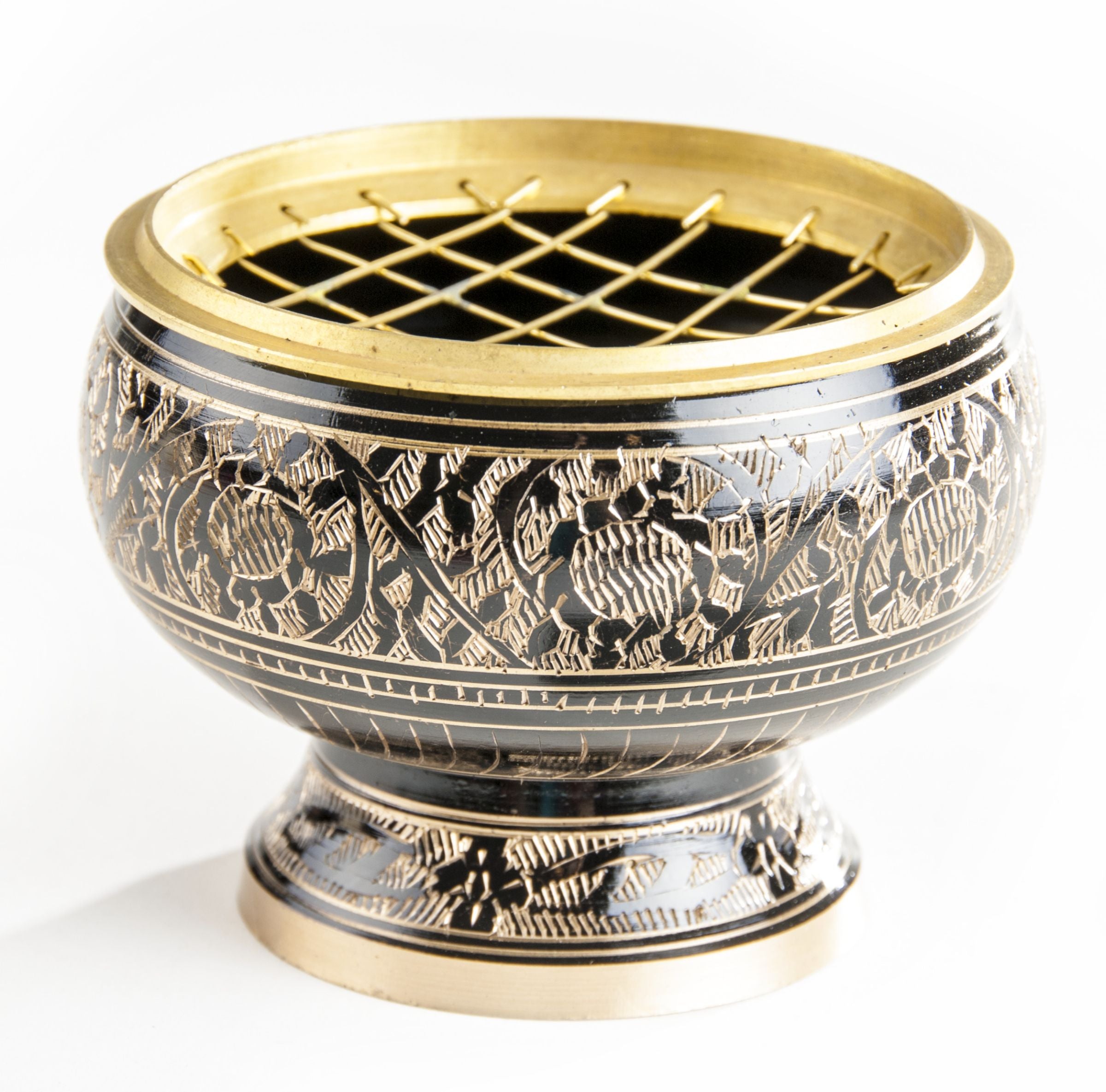 Netzräuchergefäß schwarz / gold Ø ca. 9,5 cm – Seelenecho