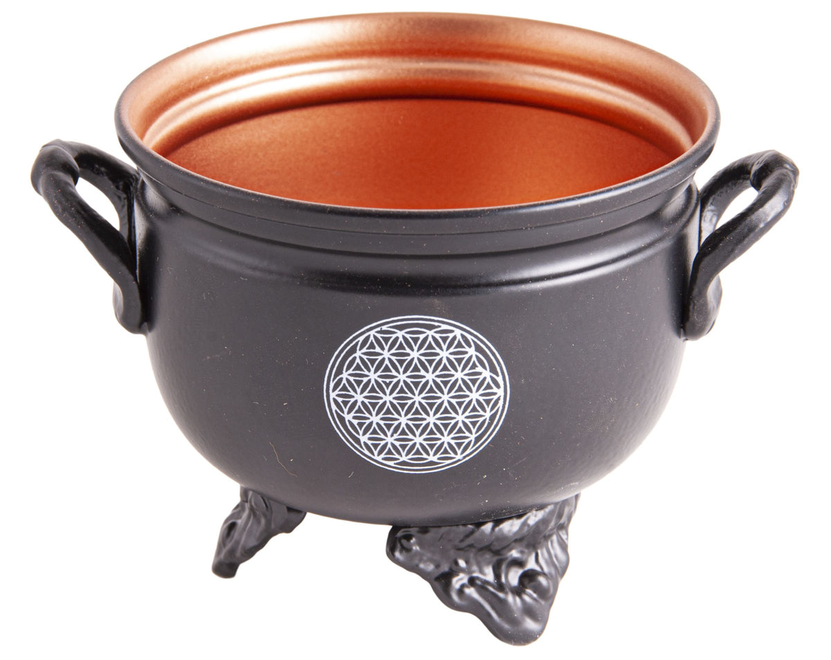 Räuchergefäß Caldron Blume des Lebens Eisen mit Gusshenkel – Seelenecho