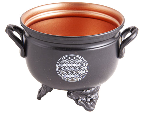 Räuchergefäß Caldron Blume des Lebens Eisen mit Gusshenkel – Seelenecho