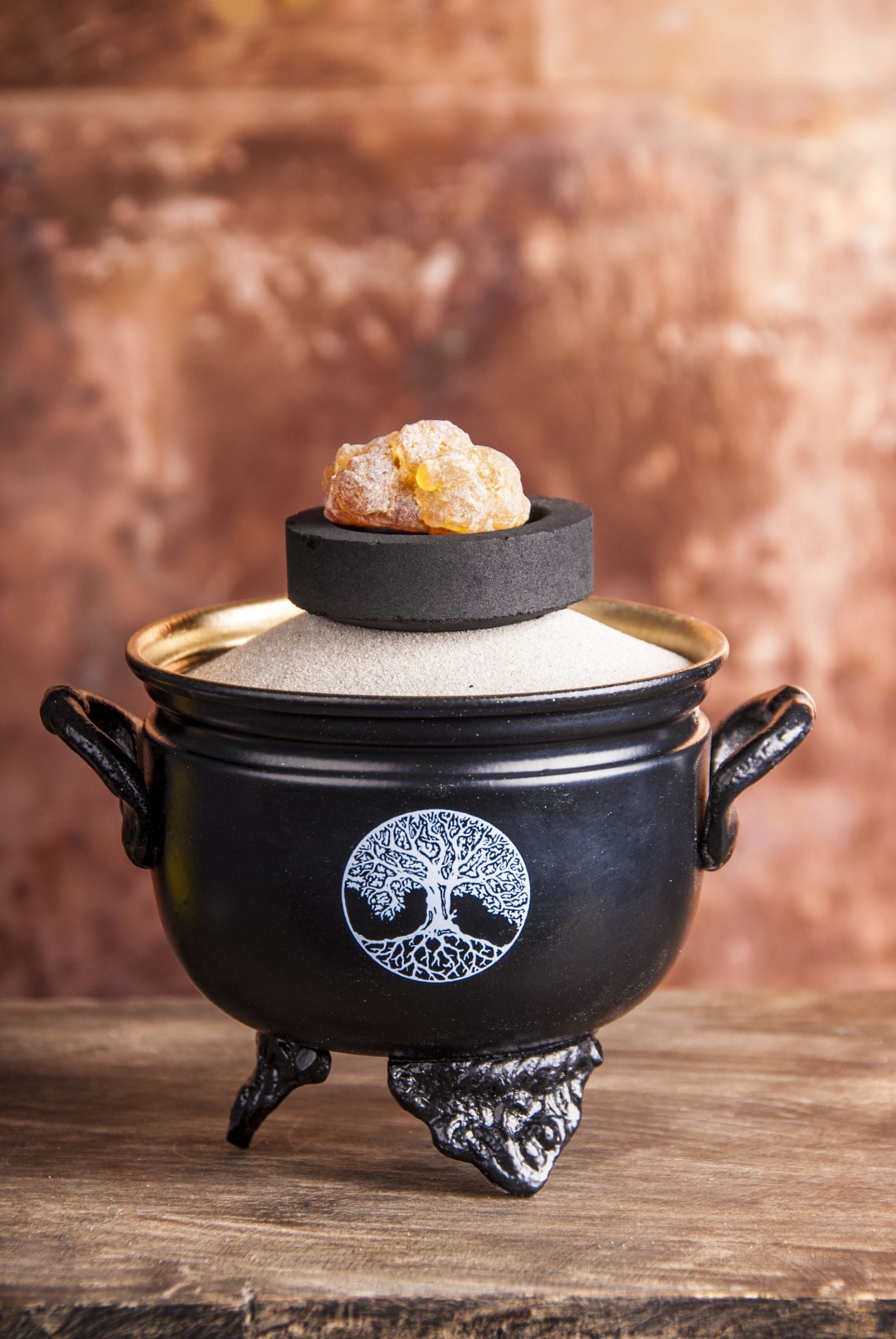Räuchergefäß Caldron Lebensbaum Eisen mit Gusshenkel – Ansicht 2