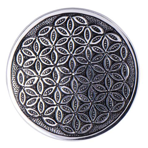 Stäbchenhalter Blume des Lebens Weißmetall, rund – Seelenecho