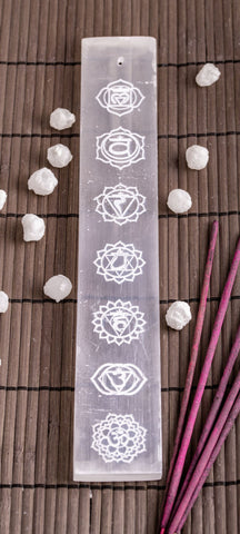 Selenit Stäbchenhalter Chakras – Ansicht 2