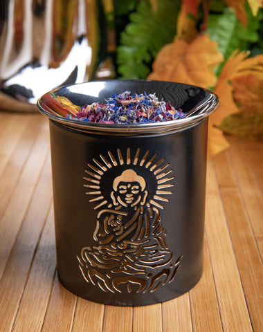 Räuchergefäß Buddha mit Edelstahlschüsselchen.Eisen – Ansicht 2