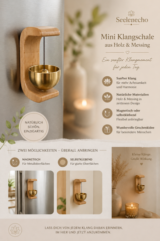 Mini Klangschale aus Holz &amp; Messing – Ein sanfter Klangmoment für jeden Tag