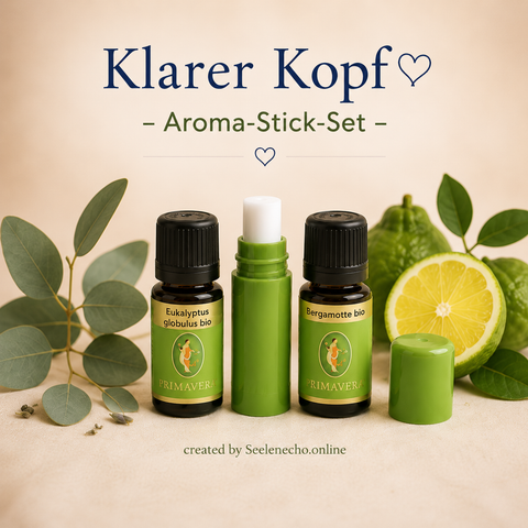 Klarer Kopf – Aroma-Stick-Set mit Eukalyptus globulus Bio & Bergamotte Bio