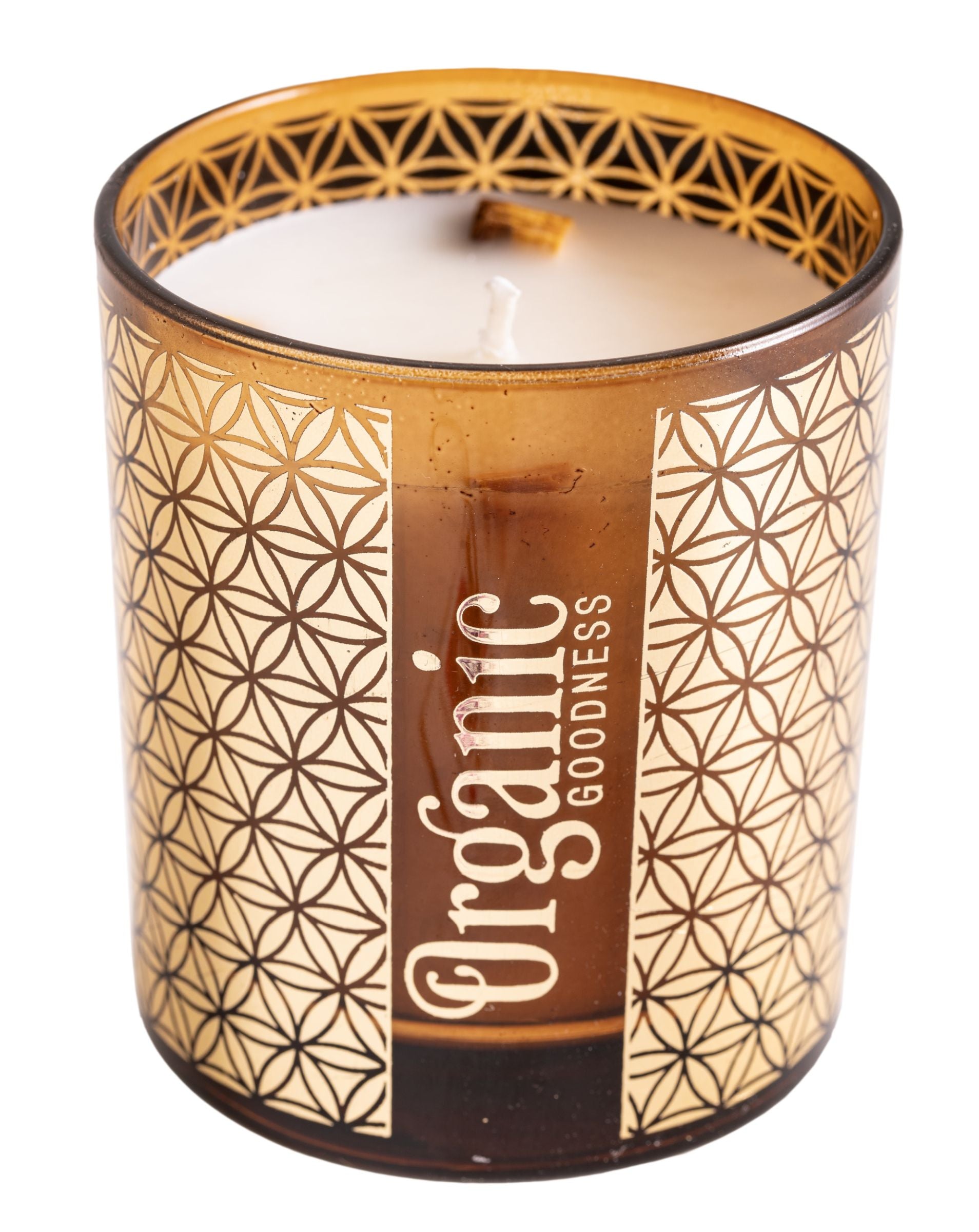 Organic Sojawachskerze Palo Santo und Zeder im Glas mit Holzspänen