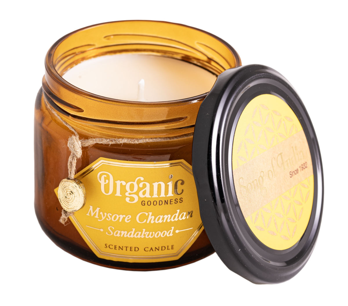Organic Sojawachskerze mit Deckel Sandelholz – Seelenecho