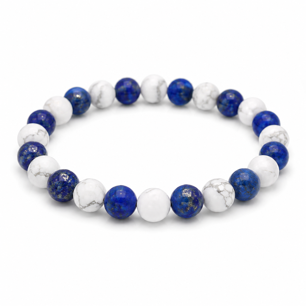 Lapislazuli-Magnesit Armband 8 mm – Harmonie von Klarheit und innerer Weisheit