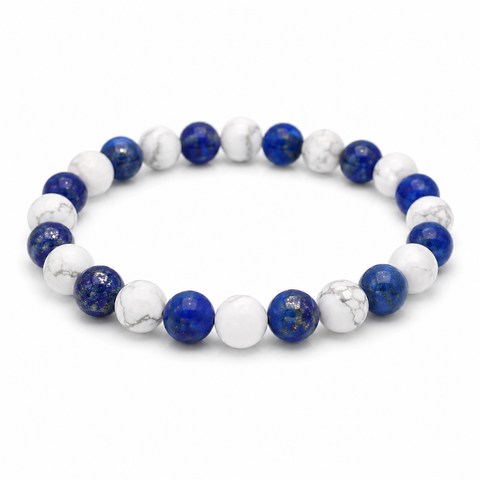 Lapislazuli-Magnesit Armband 8 mm – Harmonie von Klarheit und innerer Weisheit