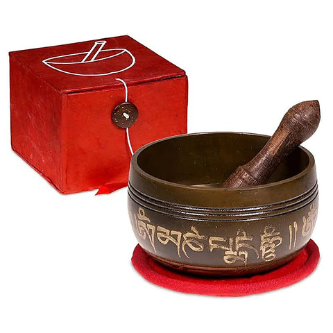 Klangschale Om im roten Geschenkset
