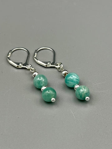 Amazonit Ohrringe handgefertigt 925 Silber