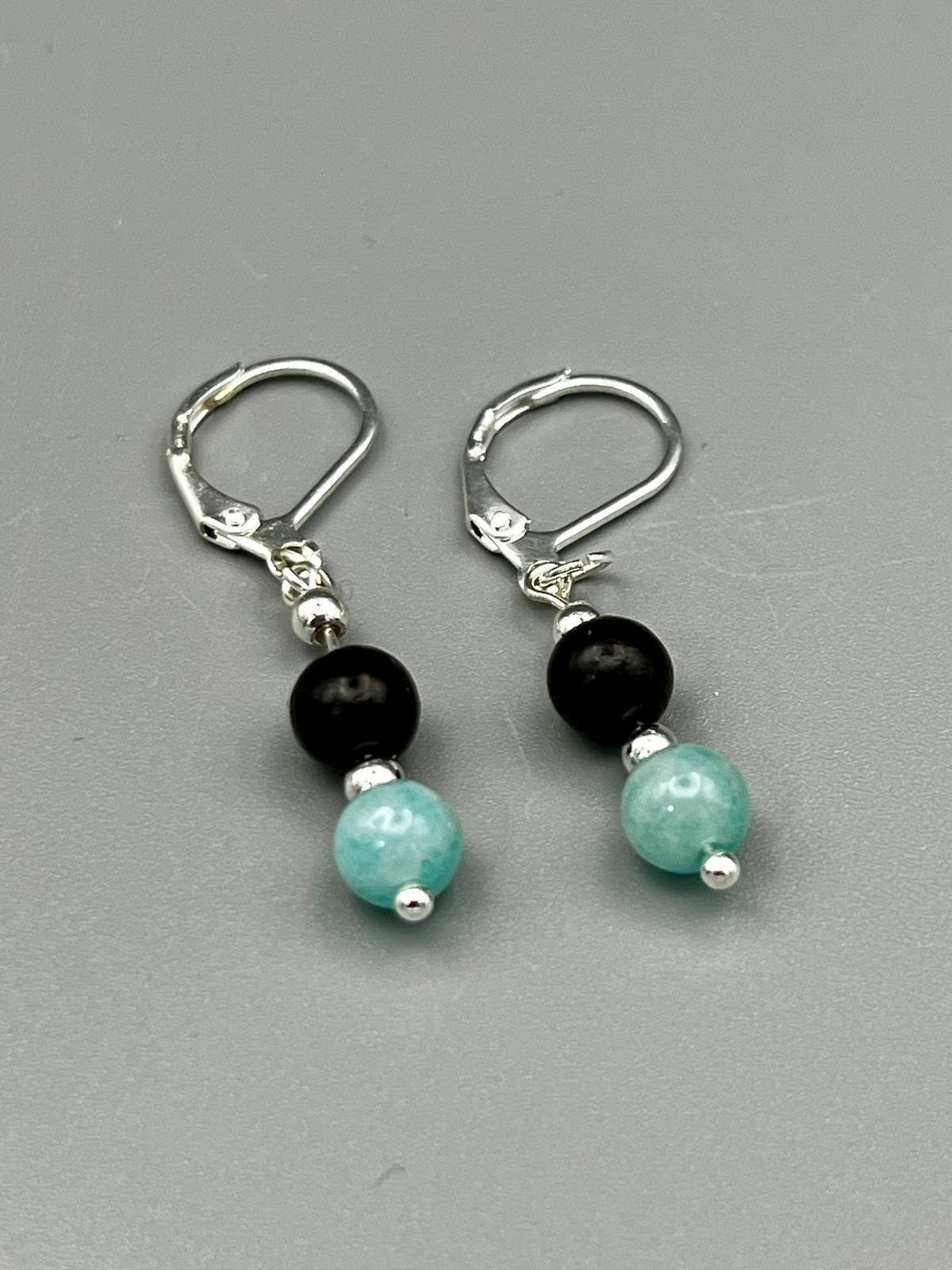 Onyx Amazonit Ohrringe handgefertigt 925 Silber