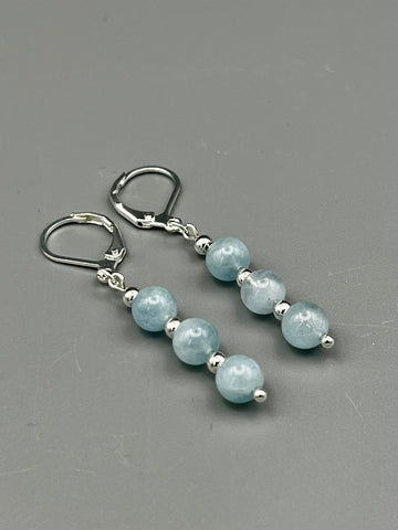 Aquamarin Ohrringe handgefertigt 925 Silber
