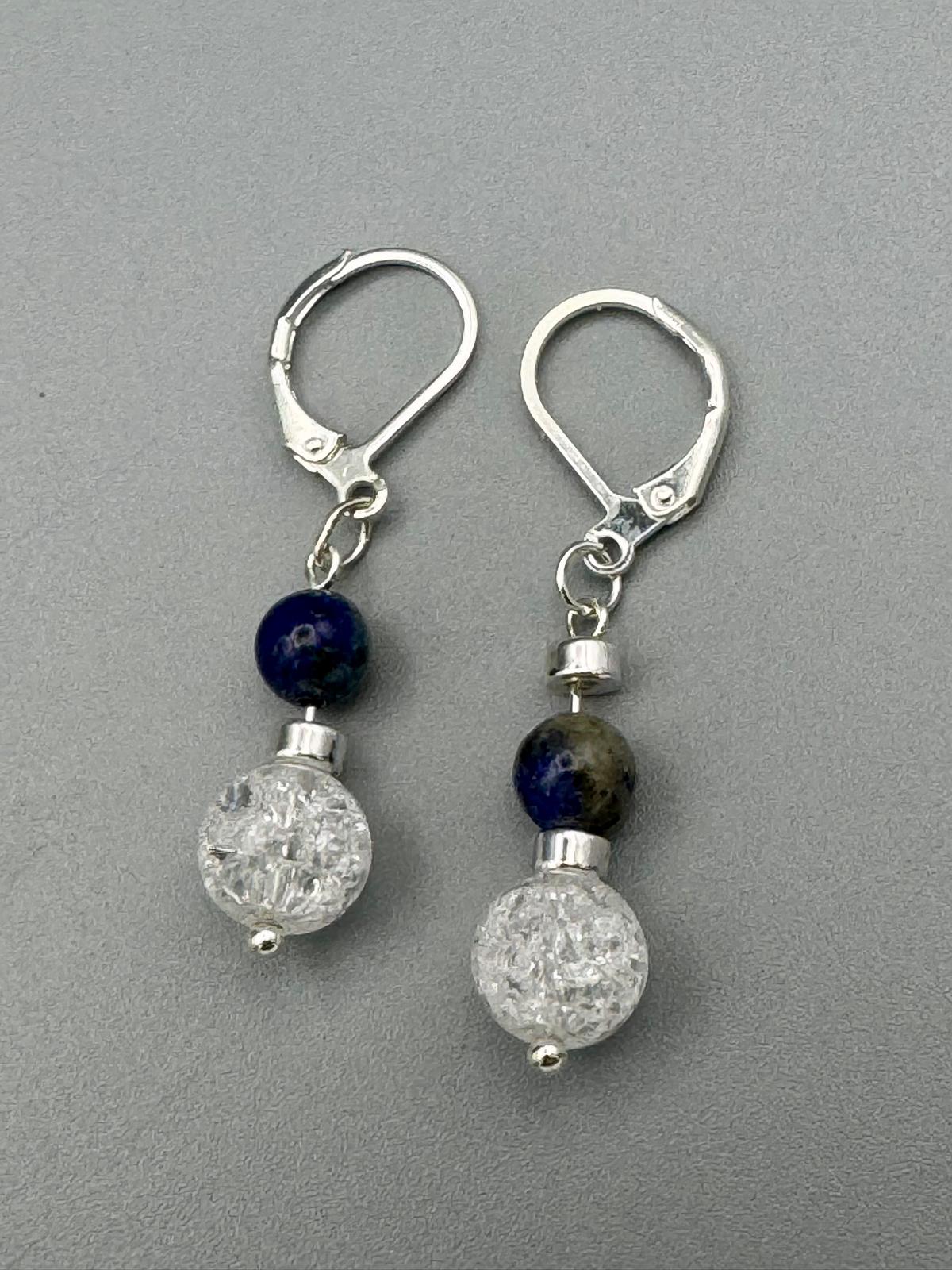 Lapislazuli Bergkristall Ohrringe handgefertigt 925 Silber