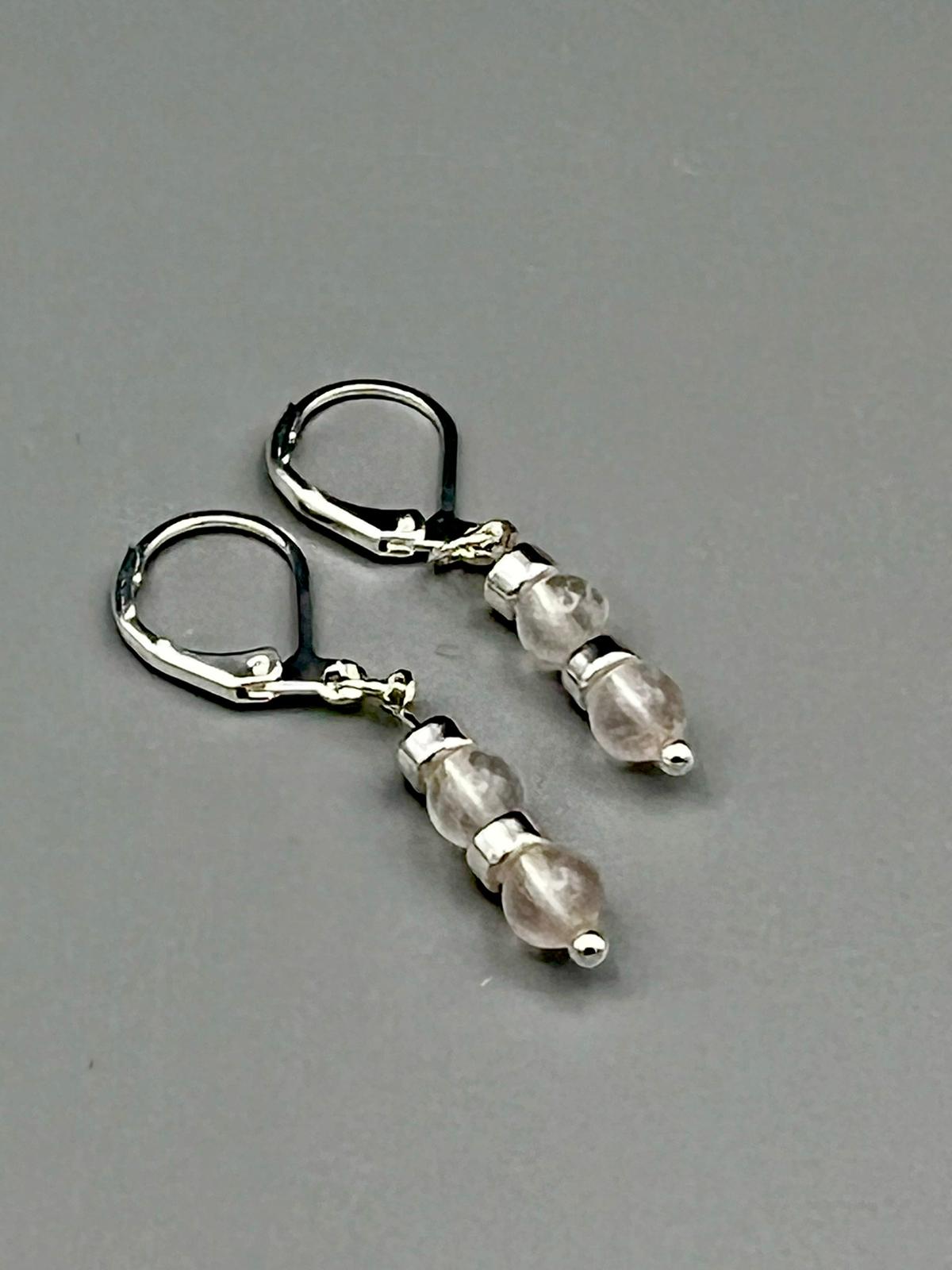 Rosenquarz Ohrringe handgefertigt 925 Silber