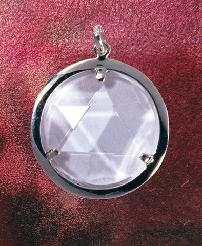 Bergkristall-Medaillon - ein Schutzschild Ø 3 cm, 925 Sterling Silber – Seelenecho