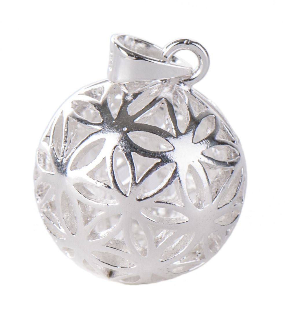 Blume des Lebens Kugel-Anhänger 925 Sterling Silber, Ø ca. 17 mm – Seelenecho
