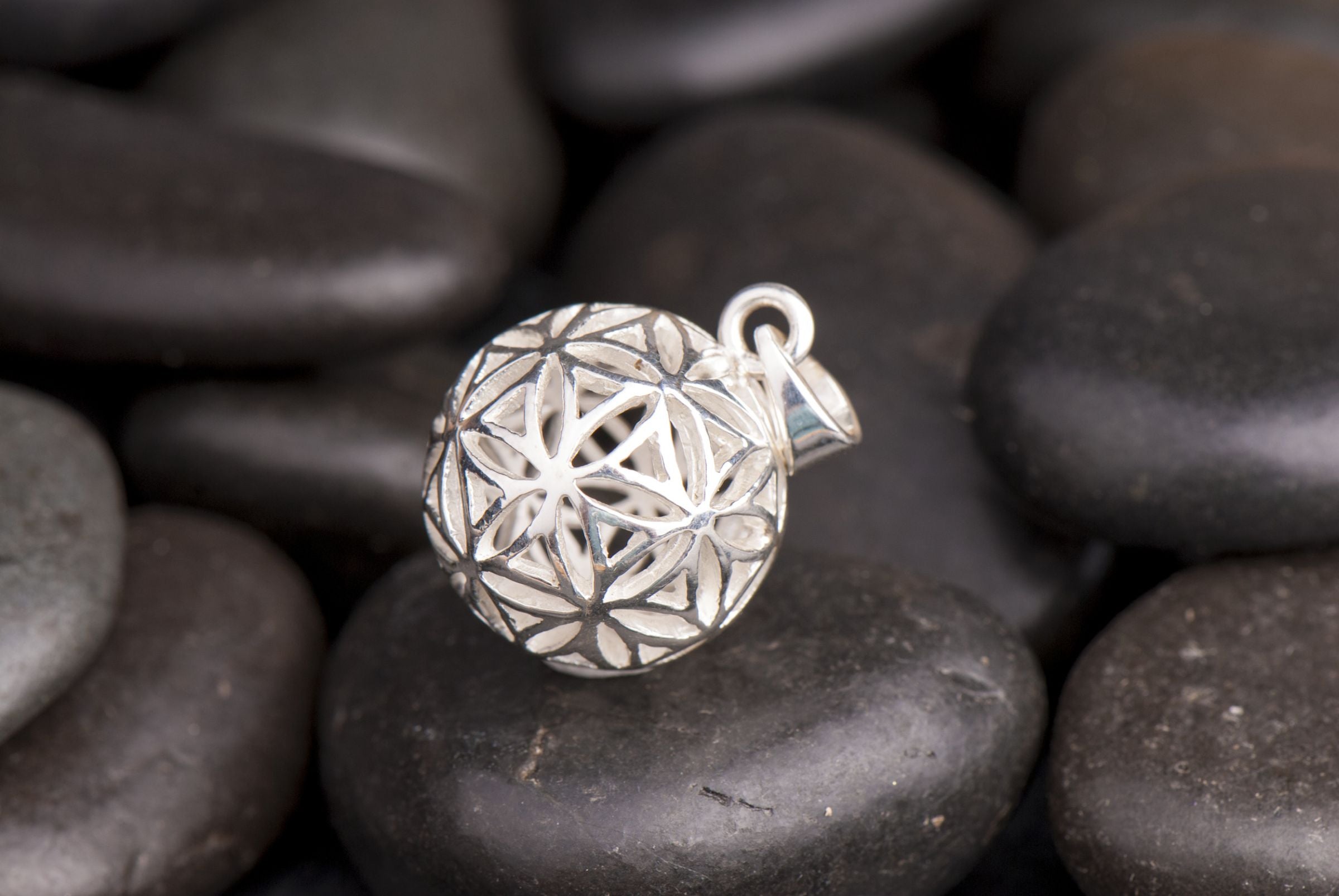 Blume des Lebens Kugel-Anhänger 925 Sterling Silber, Ø ca. 17 mm – Ansicht 2