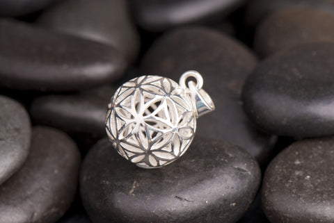Blume des Lebens Kugel-Anhänger 925 Sterling Silber, Ø ca. 17 mm – Ansicht 2
