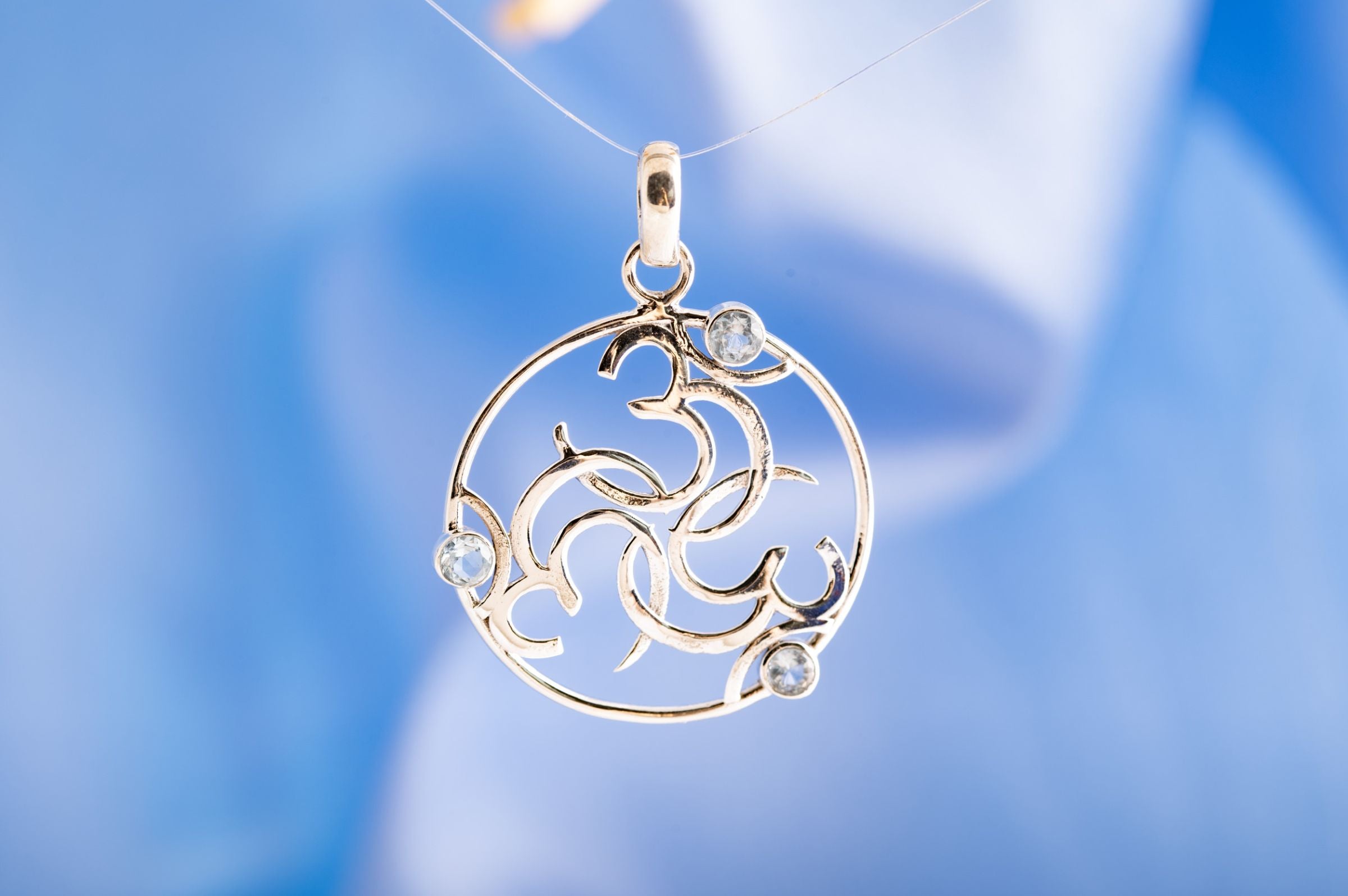 Triple OM mit Topaz 925 Sterling Silber – Ansicht 2