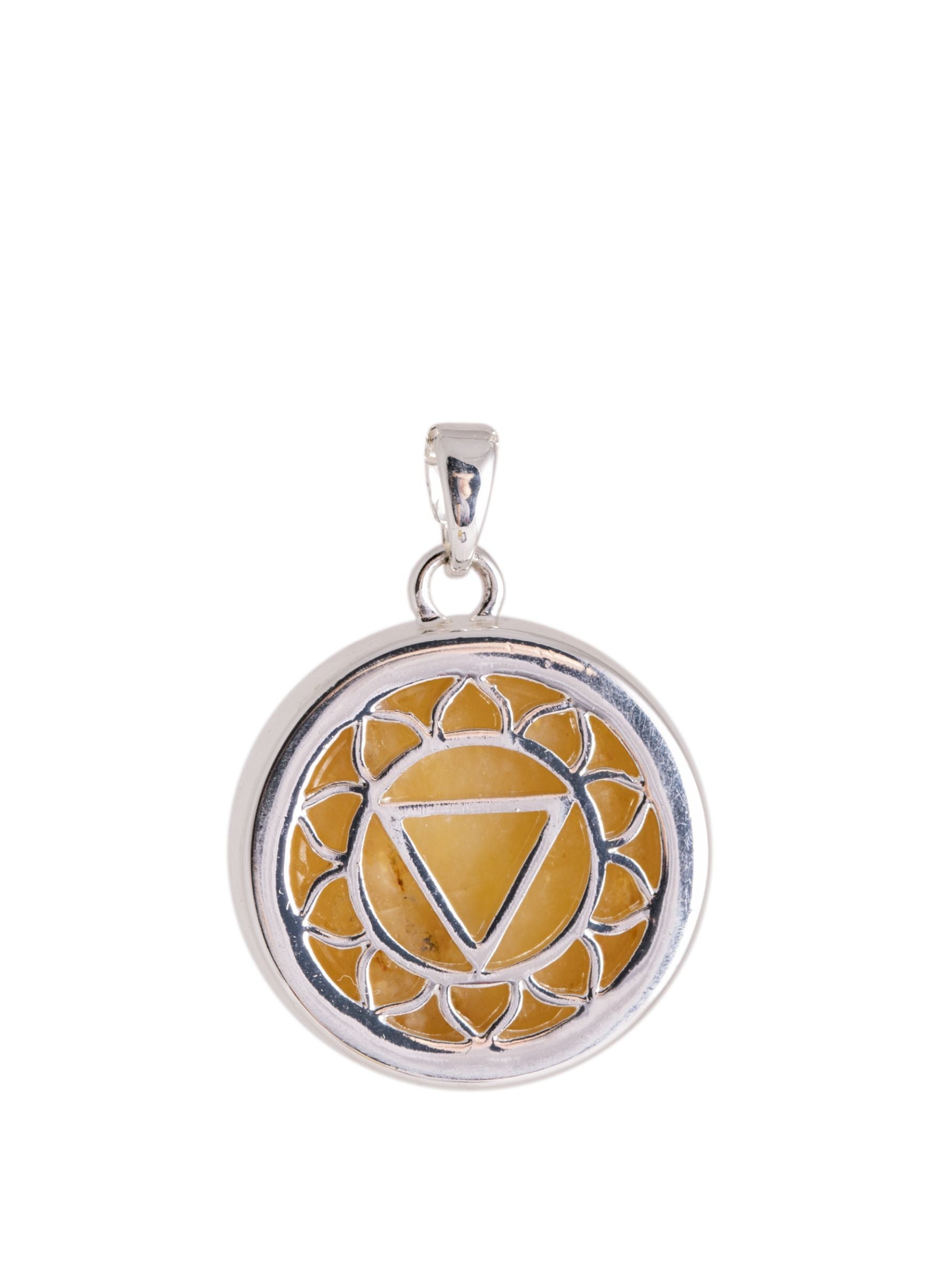 Solarplexus-Chakra Anhänger mit Citrin und Kette – Seelenecho