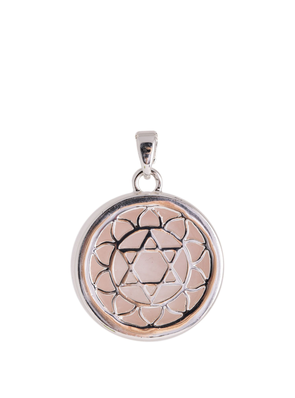 Herz-Chakra Anhänger mit Rosenquarz und Kette – Seelenecho
