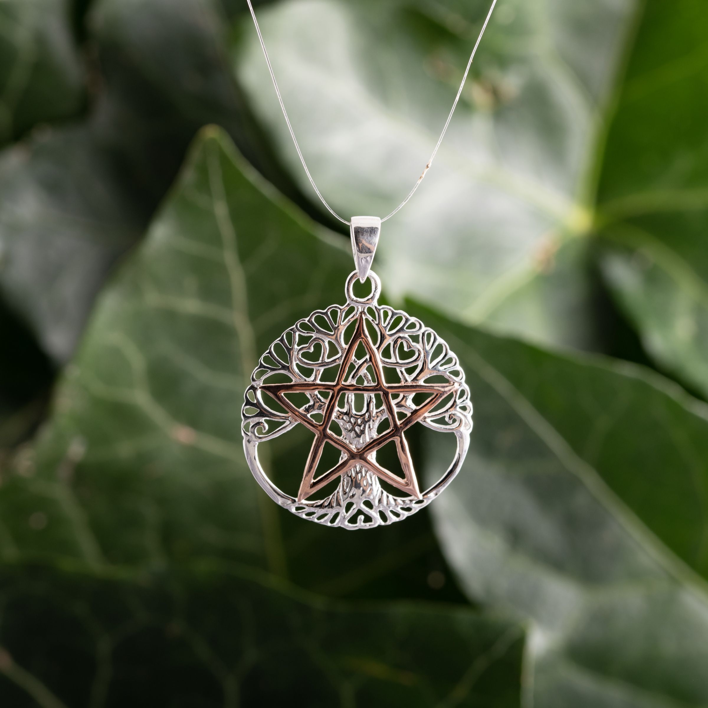 Yggdrasil mit Pentagramm Anhänger 925 Silber – Ansicht 2