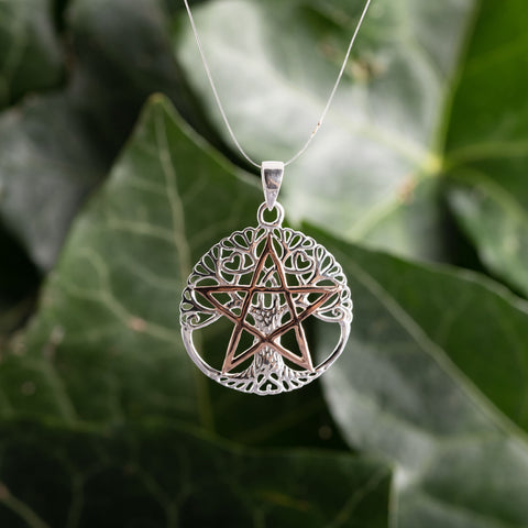 Yggdrasil mit Pentagramm Anhänger 925 Silber – Ansicht 2