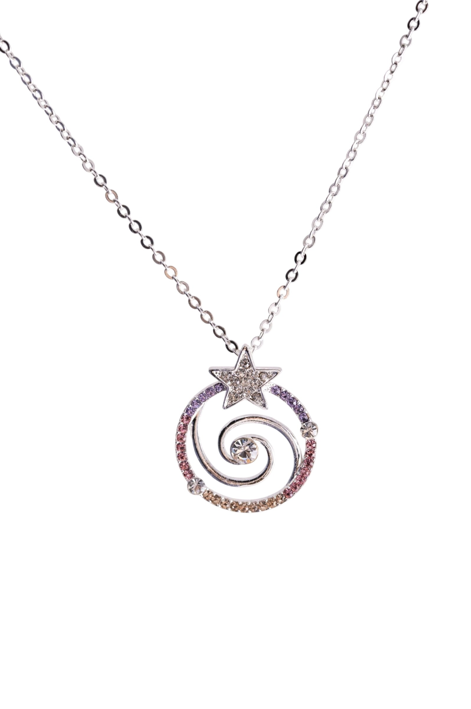 Spiralenstern Anhänger mit bunten Kristallen – Seelenecho