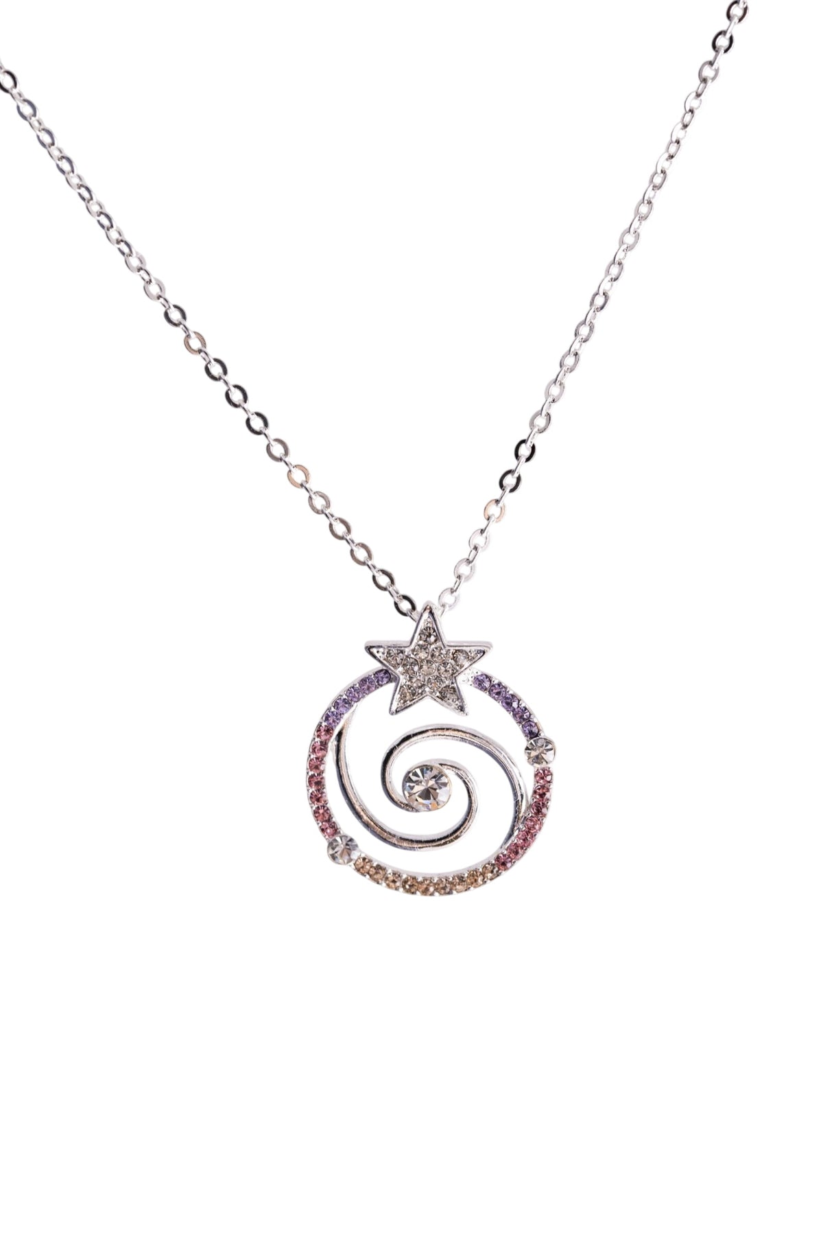 Spiralenstern Anhänger mit bunten Kristallen – Seelenecho