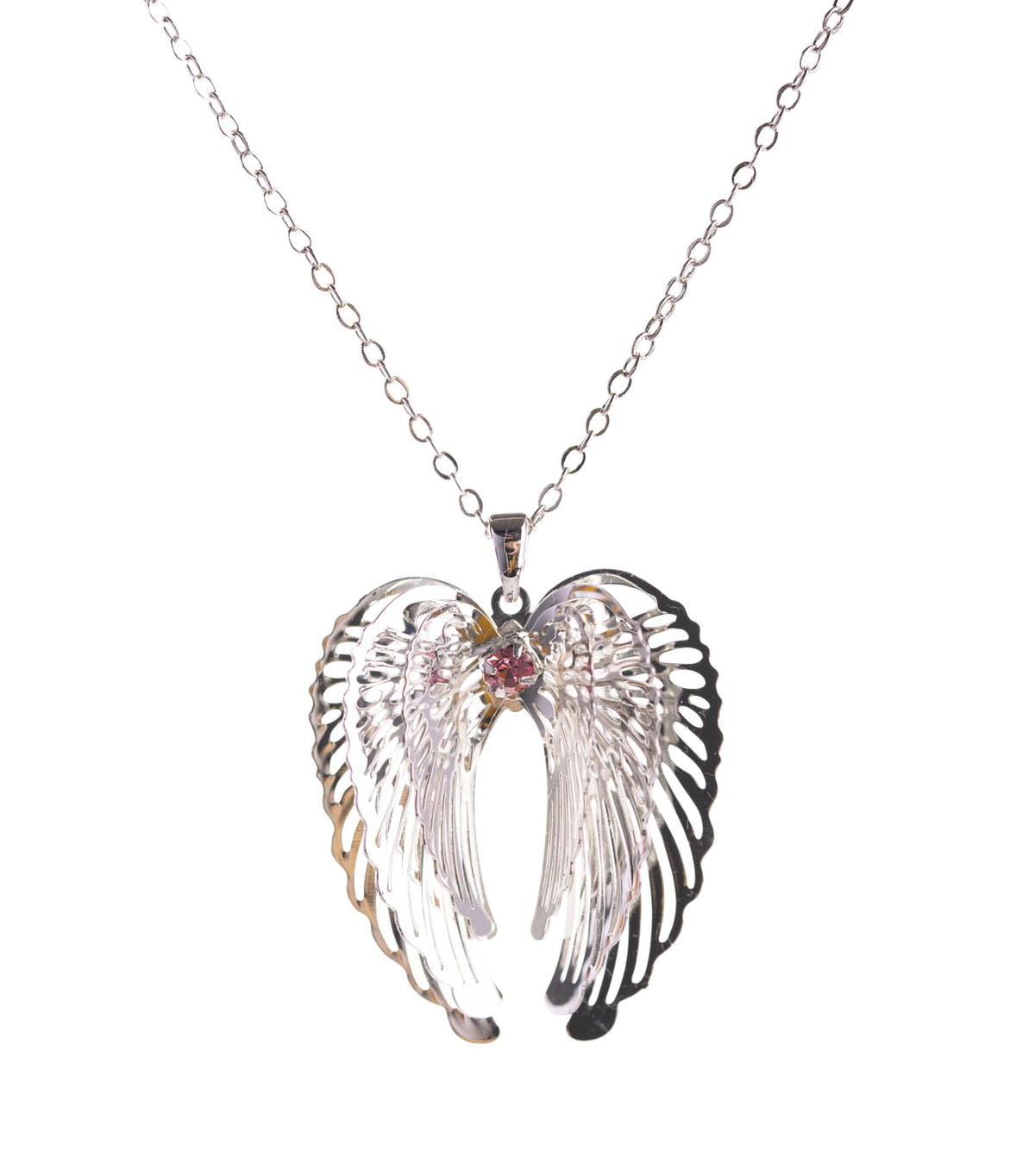 Schutzengelflügel Anhänger versilbert mit 50 cm Kette – Seelenecho