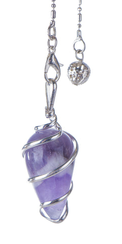 Spiral Pendel Amethyst 2,5 cm, Messing, versilbert – Seelenecho