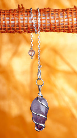 Spiral Pendel Amethyst 2,5 cm, Messing, versilbert – Ansicht 2