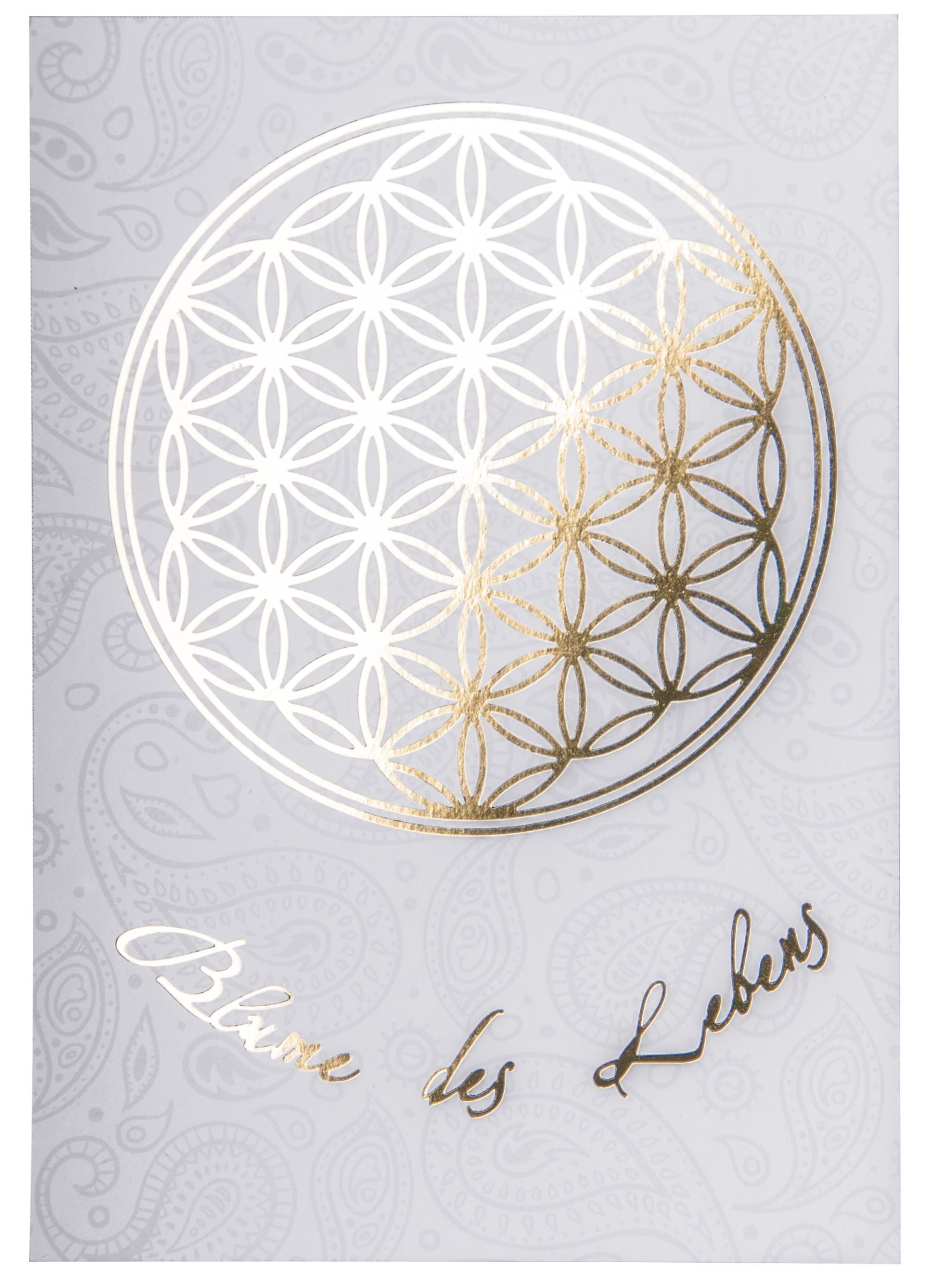 Blume des Lebens Postkarte Gold/Weiß DINA6 – Seelenecho